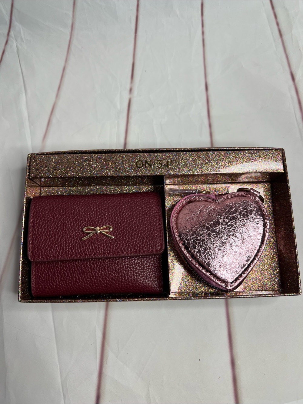 Women's  Wallet Metallic Heart Coin Purse gift 💝 Set